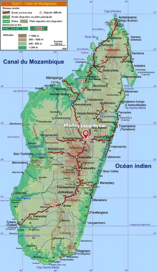 Carte de Madagascar, carte routière madagascar